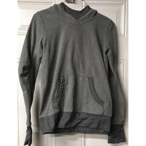 Ivivva Pullover Hoodie Girls Size 12 Grey Contrast Thumbhole Pocket Cozy Fleece